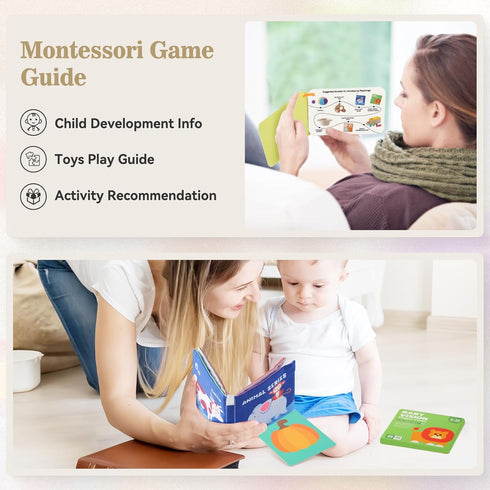 Montessori 6 in 1 Educational Toys Set for Babies 6-12 Months, Wooden Play Kit with Object Permanence Box & More