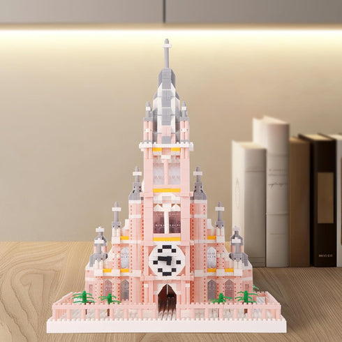 Set Micro Mini Building Blocks Pink Church Model Building Famous Architecture Model Building Kit