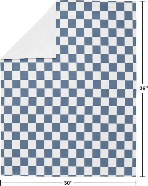 30x36in Sweet Jojo Designs Soft Baby Blanket (Blue Gingham Checkered Plaid) for Boys, Infant, Newborns, Toddler