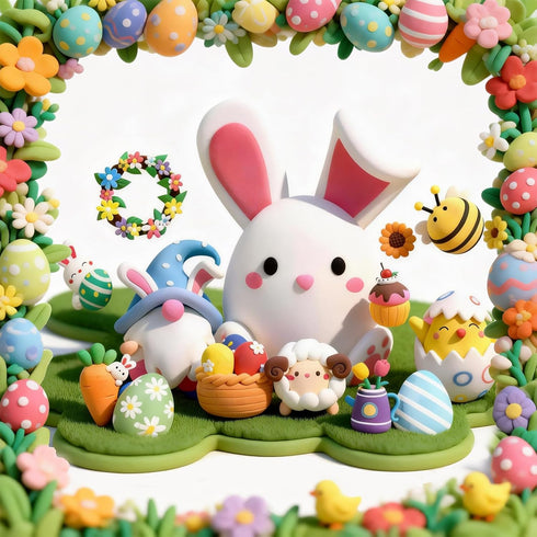 12 Loufor Air Dry Clay Kits Easter - Modeling Clay for Kids, Ultra Light & Soft, Safe & Non-Toxic, Boxes Model Magic