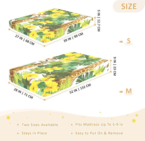 Bseiialft 52 28 Giraffes Flowers Palm Leaves Crib Sheets for Boys Girls Soft and Breathable Cotton Baby Sheets