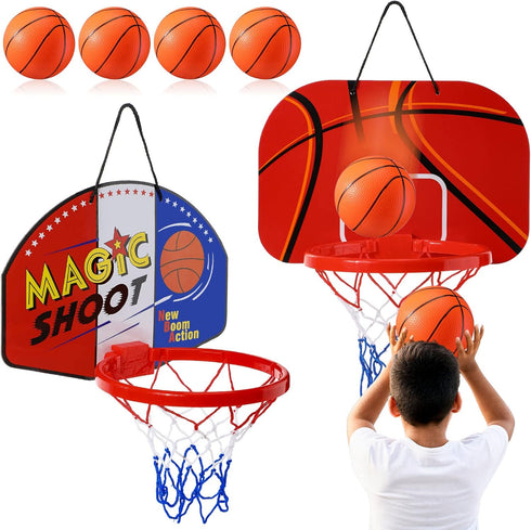 Sosation 2 Pcs Mini Basketball Hoop with 4 Basketballs, Sticky Hook, Indoor No Drilling Decompress Game for Kids