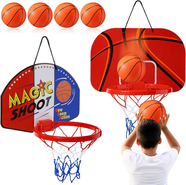 Sosation 2 Pcs Mini Basketball Hoop with 4 Basketballs, Sticky Hook, Indoor No Drilling Decompress Game for Kids