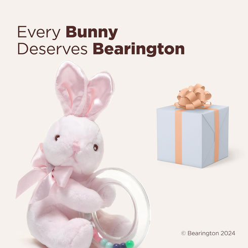 Bearington Baby Cottontail Plush Stuffed Animal - Pink Bunny Shaker Toy Ring Rattle, 5.5" Bunny Rattle