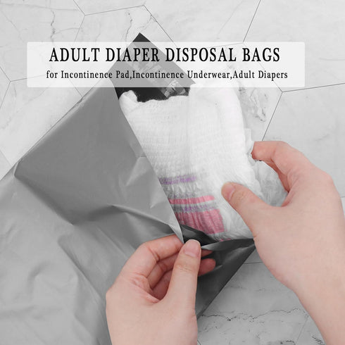 Pack 200,Gray 9.84 13.78inches 2pcs Adult Diaper Disposal Bags of Adult Diapers Disposable Bags x Opaque Incontinence