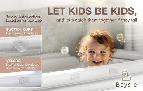 The Baysie, Co. Baysie Bathtub Safety Bumper for Baby, Toddler and Kid (Hook and Loop)