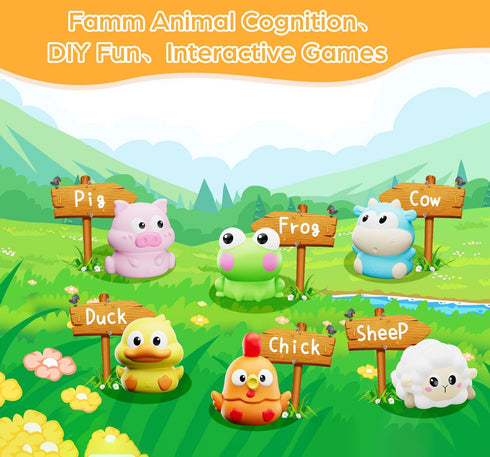 Utrena Set, 1 2 3 Toddler Train Track Toys,Electric Farm Animal Train Realistic Steam Lights Sound, Interactive Boy