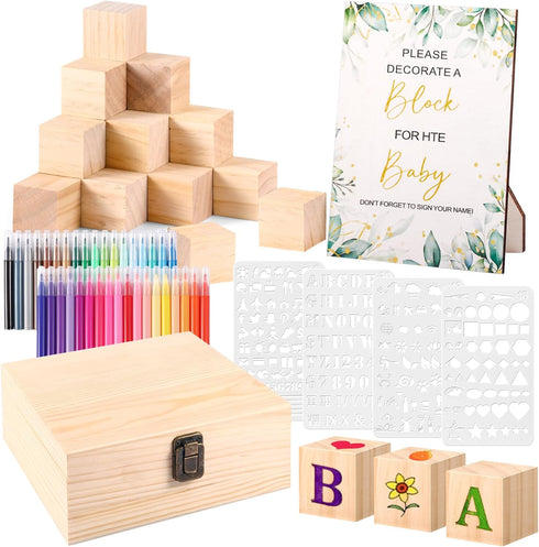 Draupnir 92 Pcs Fun Baby Shower Games Sign Kit Babies Coloring Blocks