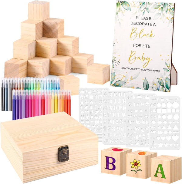 Draupnir 92 Pcs Fun Baby Shower Games Sign Kit Babies Coloring Blocks