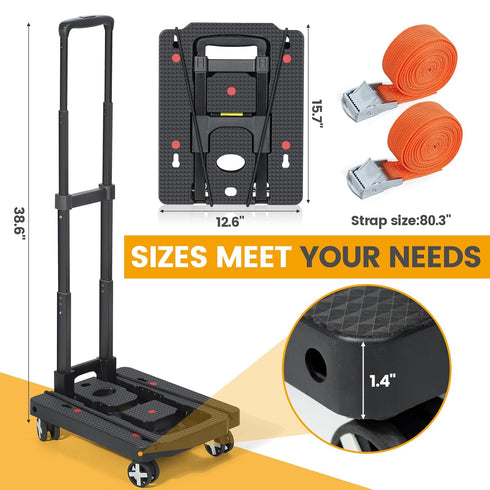 4 Orzbow Car Seat Dolly for Airport, Folding Car Seat Travel Cart with Wheels and Adjustable Handle, Carseat Roller