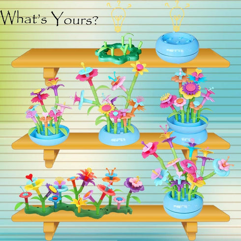 BIRANCO Flower Garden Building Set, 138 PCS Fun Stacking Toys for Toddlers Age 3-6, Educational STEM Gardening Gift
