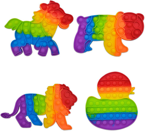 only U Animals Pop Fidget Toys Set, Silicone Rainbow Dinosaur Popper Fidget Set for