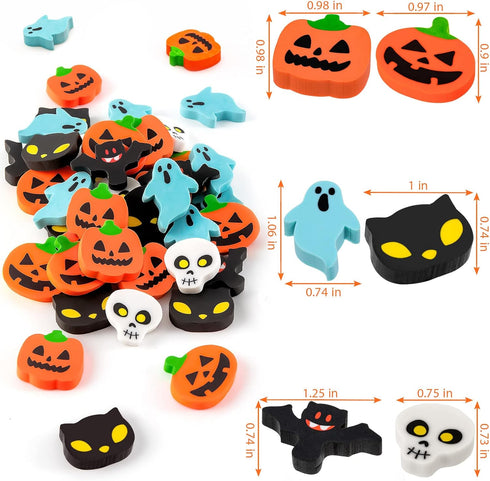 YGAOHF 150 Pack Halloween Mini Erasers Cute 6 Styles Pumpkin Ghost Bat Erasers for Kids Trick or Treat Party Favors
