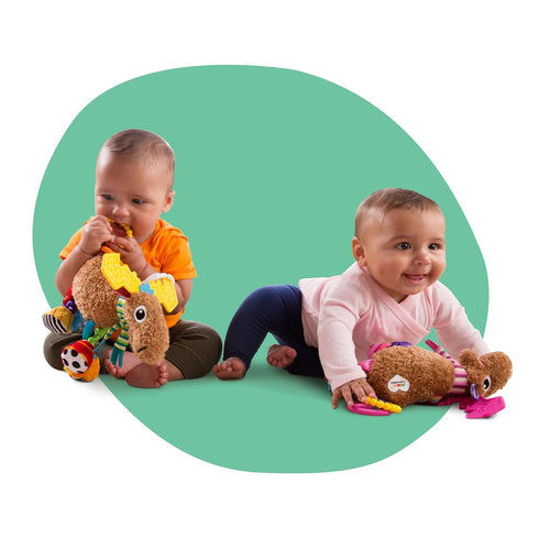 Lamaze Muffin the Moose Clip On Car Seat & Stroller Toy, Soft Baby Hanging Crinkle Toy
