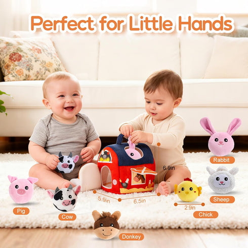 ZXHWTG 6-12 6 7 8 9 10 1st 1 Baby Toys Months, Soft Barn Montessori Sensory Infant Toy for Month Old, Birthday Baby