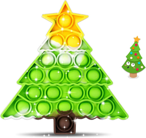 Woplagyreat Christmas Tree Fidget Toys,Small Christmas Push Bubble Sensory Pop Toy Xmas Gifts