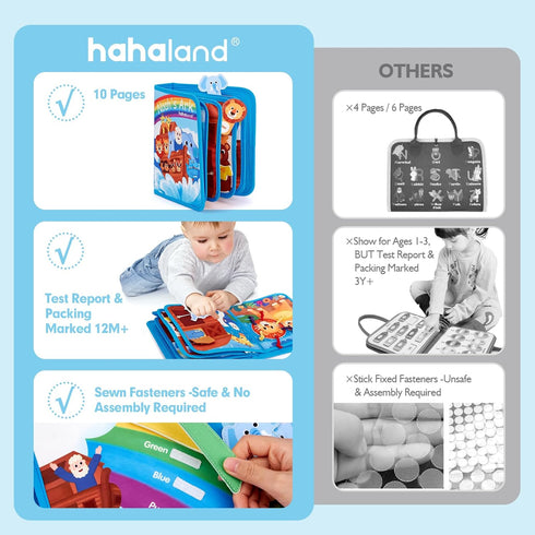 1-3 1 hahaland Noah's Ark Toy Busy Book for Toddlers - Baptism Gifts for Boys Girls - Montessori Toys for Year Old