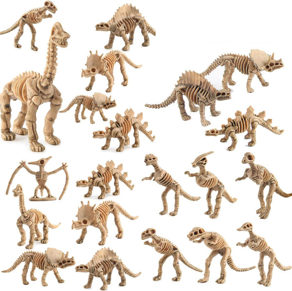 24pcs Dinosaur Fossil Skeletons, 3.7 Inch Assorted Figures for Educational Science Play and Party Decorations
