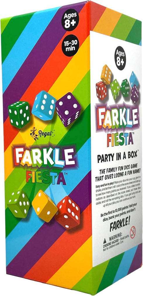 6 Sets, 6 20 2-4 8+) Regal Games - Farkle Fiesta Classic Dice Game w/ Colored Dice Convenient Dice Cups for Easy