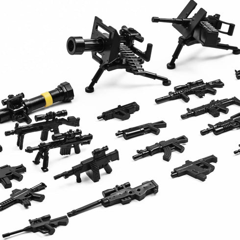 25 Pcs Military Toy Soldiers Figures Pack, Weapons Set for Building Blocks Compatible with Major Brands, 3 Years+