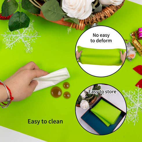 Extra Large Green Silicone Table Mat, Waterproof Protector for Crafts, Kids Dinner Placemat, Kitchen Pastry Rolling