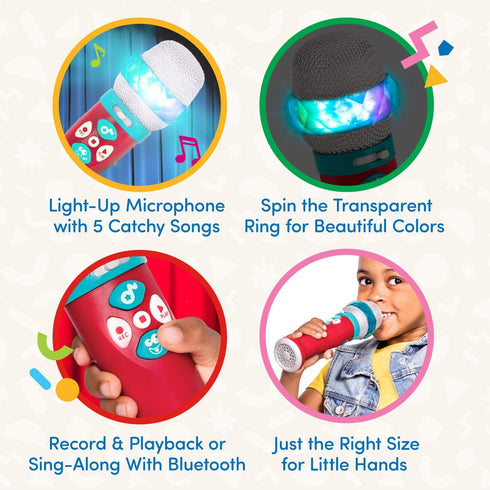 Battat Toy Karaoke Mic, Light-Up & Voicechanging Microphone, Record & Playback, Sing-Along With Bluetooth, 3 Years +