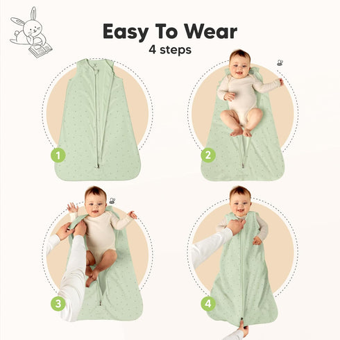 2-Pack 0.5TOG Cozy 3-6 Baby Sleep Sacks, Zipper Wearable Blanket - Organic Cotton, Lightweight,Soft Infant Sleeping