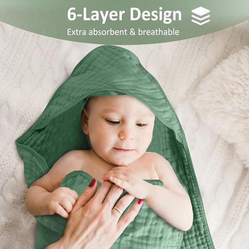 TDHD 2pcs 100% 0-3 Hooded Baby Bath Towel - Cotton, Super Absorbent & Soft Swaddle, Gentle Bath Towel with Hood