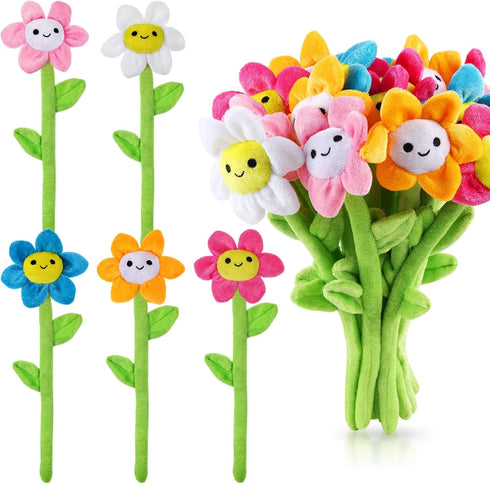 ZJoey 10 Pcs Plush Sunflower Flower Stuffed Bendable Stems Plush Bouquet Toy Soft