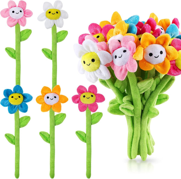 ZJoey 10 Pcs Plush Sunflower Flower Stuffed Bendable Stems Plush Bouquet Toy Soft