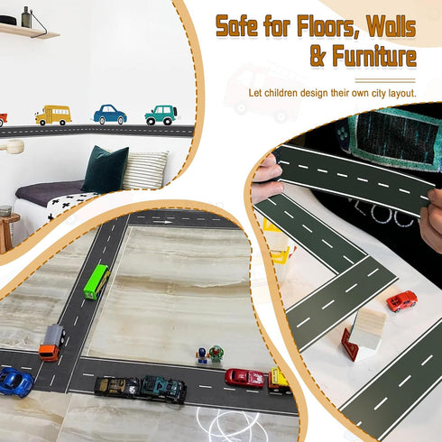 Generic 3.94 Inch 78.74inch Wall Safe Car Road Tape for Kids Wide Easy Peel No Residue Track, Floor & Wall Safe Raceway