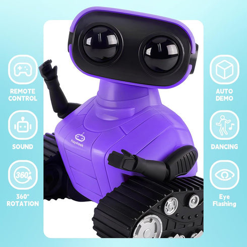 Robot Toys Remote Control Robot Toy Rechargeable Emo Robot with Auto-Demonstration Kids Robot RC Robot for Kids Smart Robot Gift for Children Age 3+ Purple