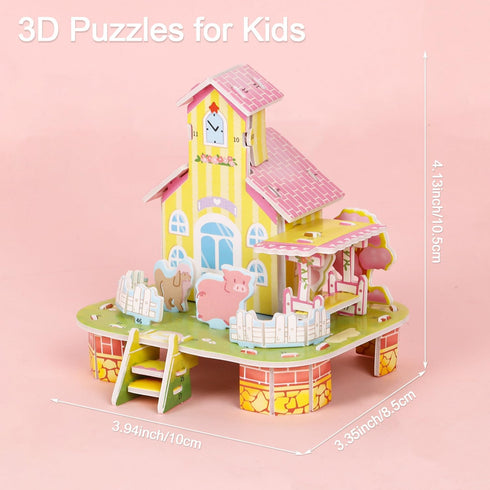6 Pack 3D CCINEE Puzzles for Kids Gift, Cartoon Paper Foam Puzzles Toy for Girls and Boys DIY Jigsaw Toys Mini House