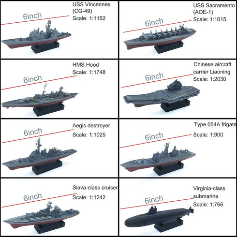 Kvvdi 8 Sets 3D-Puzzle Model Battleship Aircraft Carrier Toy Submarine, Plastic Model Warships Ship Kits, Navy
