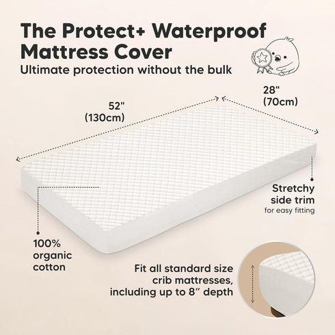 2-Pack 52" 28" Waterproof Crib Mattress Protector Cover Fitted - Quiet Baby Crib Mattress Pad Sheets, x Soft Quilted