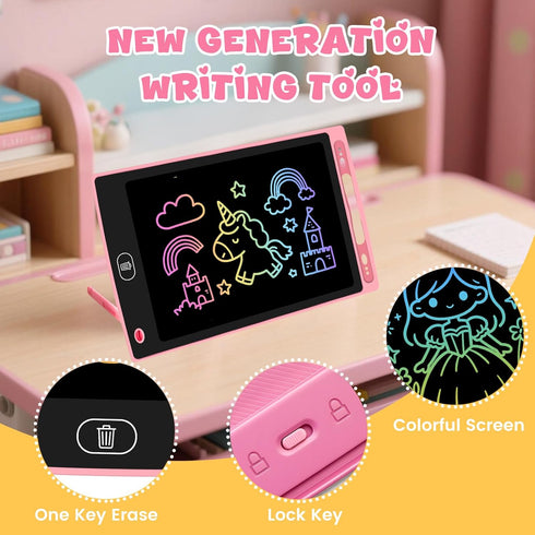 Glochin 2 Pack 8.5 inch, 3-8 LCD Writing Tablet for Kids, Erasable and Reusable Toddler Doodle Board in Ideal