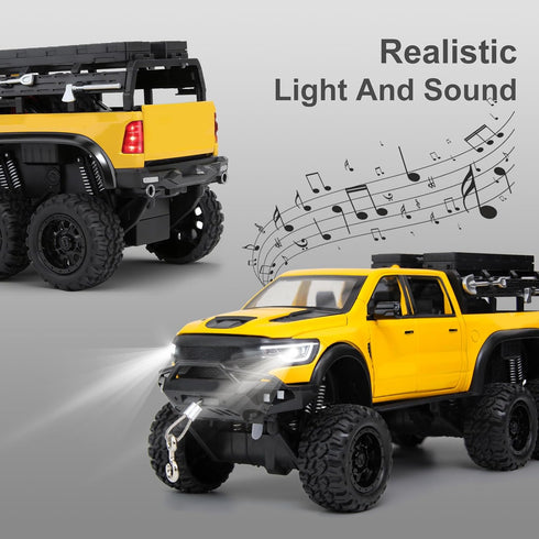 6X6 3+ 1/24 3-12 SASBSC Toy Pickup Trucks for Year Old Boys Diecast Pick up Truck Toy Cars with Light and Sound Metal