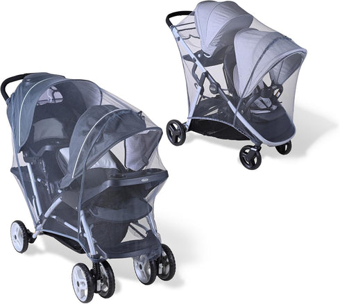 INLESIOO Ready2Grow 2.0 Mosquito Net for Double Stroller Fits Graco & LX, Chicco Cortina, Baby Trend Sit N Stand Bug