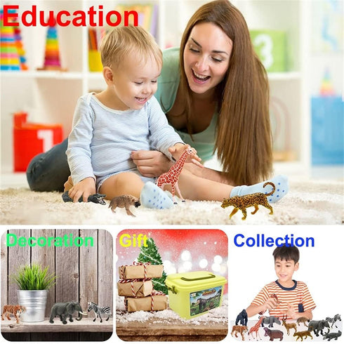 65PCS Safari Animal Figurines Toy Set, Realistic Jungle Zoo Figures for Kids Ages 3-8