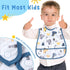 24 6 36 Jeyiour Pcs Baby Waterproof Bibs with Food Catcher Adjustable Snaps Plastic Feeding Bibs for Toddlers