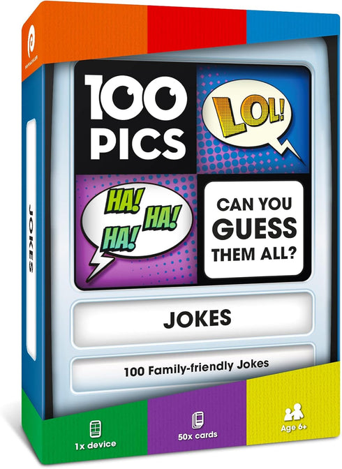 100 PICS Jokes Game - Fun Travel Games for Kids and Adults, Family Games, Ages 6+