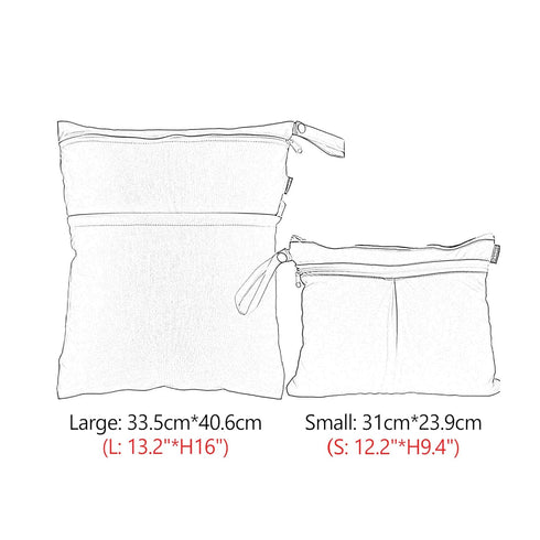 2 Damero Pcs Wet Dry Bag for Cloth Diaper, Swimsuit, Clothes, Water-Resistant Reusable Wet Bag for Travel, Exercise
