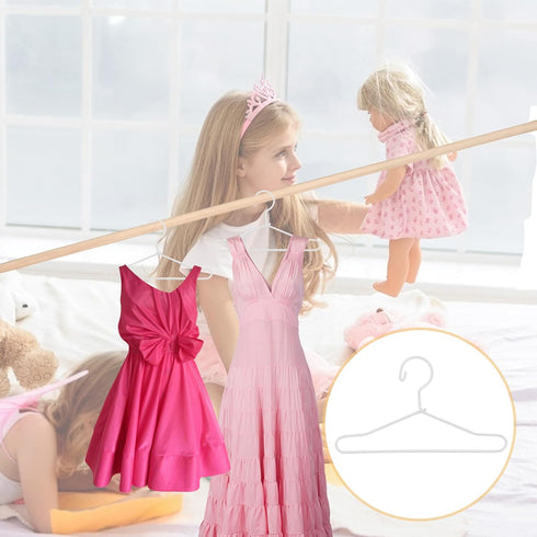 EXCEART 20 Pcs Metal Doll Clothes Hanger, Doll Outfit Hanger Accessories for Wardrobe Doll Clothes Gown Dress Outfit
