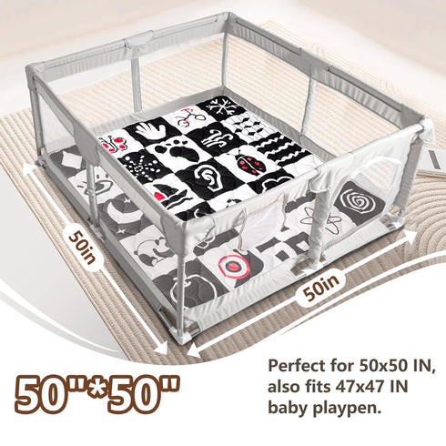 50x50 Baby Play Mats for Floor, Upgraded Thick Soft Playpen Mat, Anti-Slip Bottom, Foldable and Machine Washable