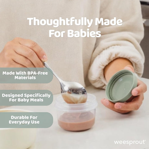 12 Set, 4oz WeeSprout Leakproof Baby Food Storage - Small Plastic Containers with Lids, Lock in Freshness, Nutrients