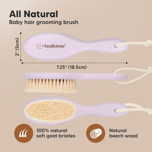 Wooden Baby Hair Brush for Toddler Girls, Boys - Cradle Cap Brush for Babies, Soft Goat Bristles, Perfect Gentle Scalp