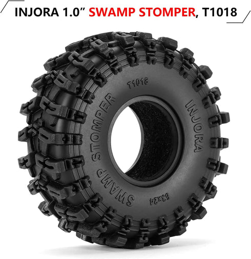 INJORA 1.0 Tires - S5 Swamp Stomper Crawler Tires for TRX4M AX24 SCX24 FCX24 1/18 1/24 RC Crawler Car, 63 * 24mm, T1018