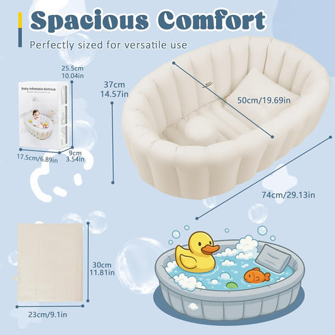 Gliizee mall 0-24 Inflatable Baby Bathtub, Collapsible Baby Bath Back Support, Portable Newborn Travel Bath tub