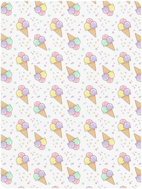 Jynexis 52x28 Ice Cream White Pink Pattern Baby Crib Sheets, Cotton Fitted Crib Sheet, Soft Breathable, Fits Standard