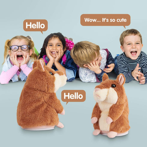 Kids Talking Hamster Toy for Ages 2-4, Interactive Plush Repeating Toy, Birthday Gift (Brown)